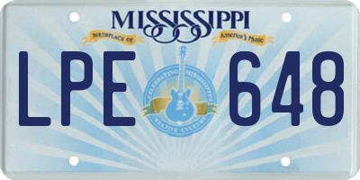 MS license plate LPE648
