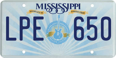 MS license plate LPE650