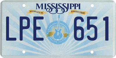 MS license plate LPE651