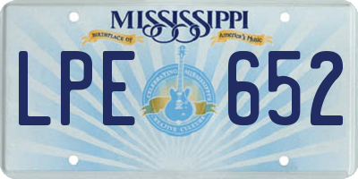 MS license plate LPE652