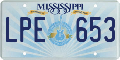MS license plate LPE653