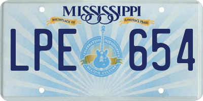 MS license plate LPE654
