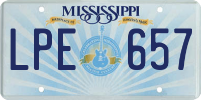 MS license plate LPE657