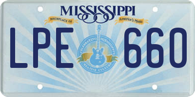 MS license plate LPE660
