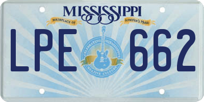 MS license plate LPE662