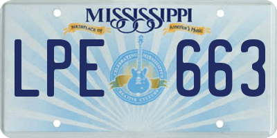 MS license plate LPE663
