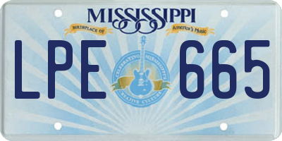 MS license plate LPE665