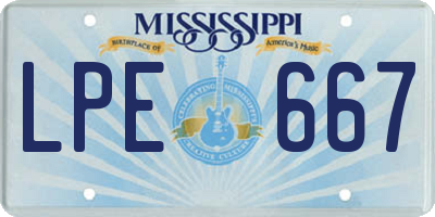 MS license plate LPE667