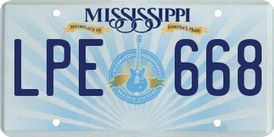 MS license plate LPE668