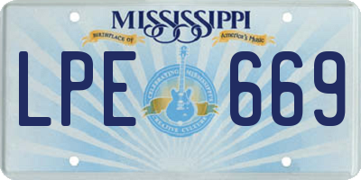 MS license plate LPE669