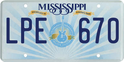 MS license plate LPE670