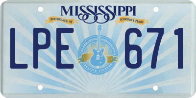 MS license plate LPE671