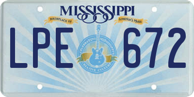 MS license plate LPE672