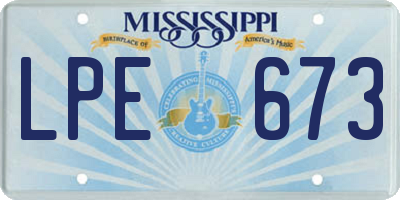 MS license plate LPE673