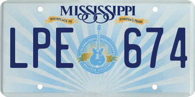 MS license plate LPE674