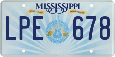 MS license plate LPE678
