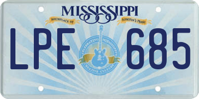 MS license plate LPE685