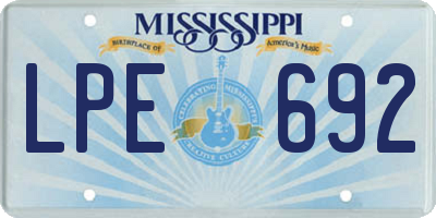 MS license plate LPE692