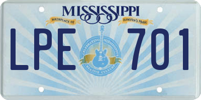 MS license plate LPE701