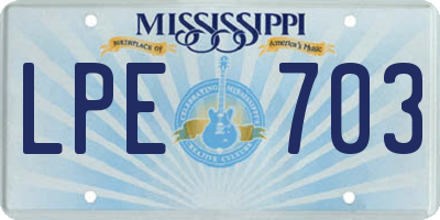 MS license plate LPE703