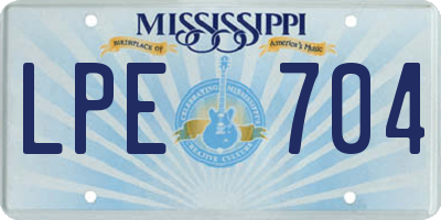 MS license plate LPE704