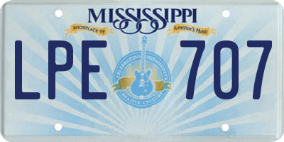 MS license plate LPE707