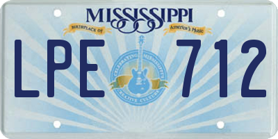 MS license plate LPE712