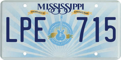 MS license plate LPE715