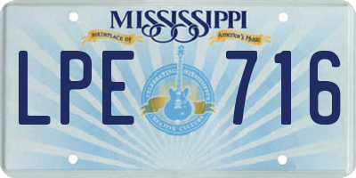 MS license plate LPE716