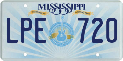 MS license plate LPE720