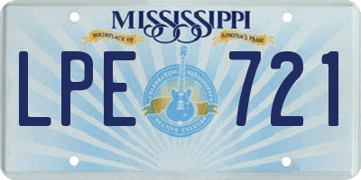 MS license plate LPE721