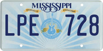 MS license plate LPE728