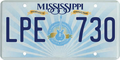 MS license plate LPE730