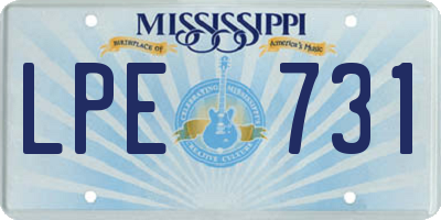 MS license plate LPE731