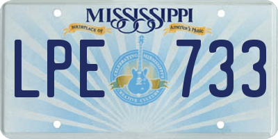 MS license plate LPE733