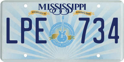 MS license plate LPE734