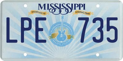 MS license plate LPE735