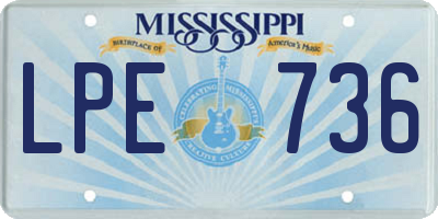 MS license plate LPE736