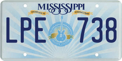 MS license plate LPE738
