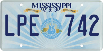 MS license plate LPE742