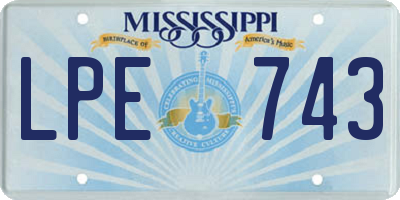 MS license plate LPE743