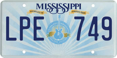 MS license plate LPE749