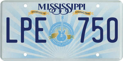MS license plate LPE750