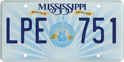 MS license plate LPE751