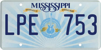MS license plate LPE753