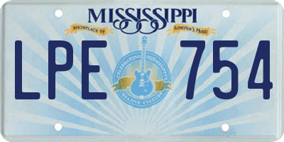 MS license plate LPE754