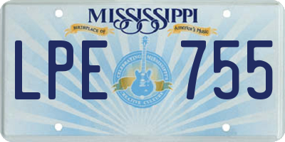 MS license plate LPE755