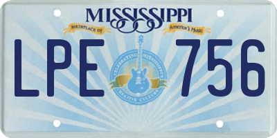 MS license plate LPE756