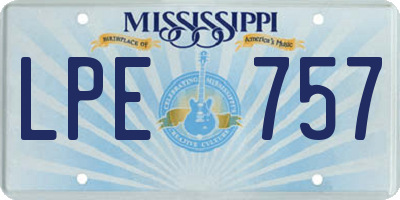 MS license plate LPE757