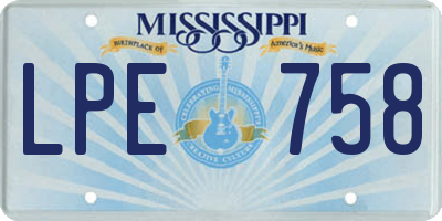 MS license plate LPE758
